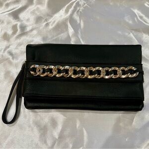 Elegant Black Clutch with Gold Chain (Offers Welcome!)